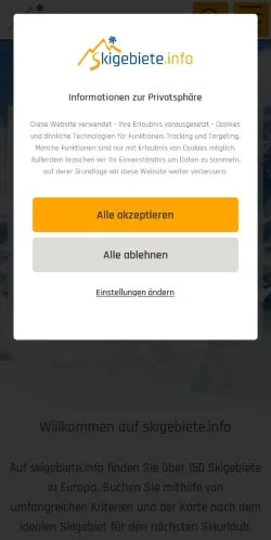 Podgląd witryny Skigebiete, medium z kraju Niemcy do artykułów sponsorowanych