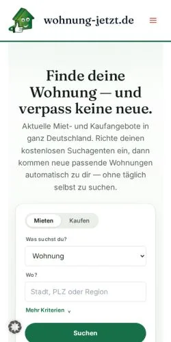 Anteprima del sito Wohnung Jetzt, media di Germania per articoli sponsorizzati