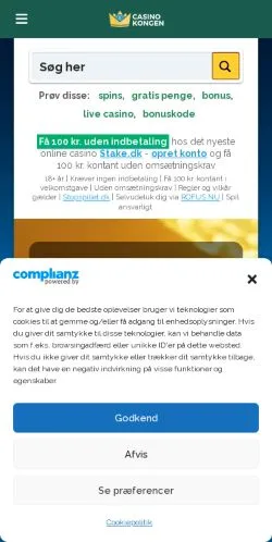 Podgląd witryny casinokongen, medium z kraju Dania do artykułów sponsorowanych
