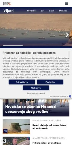 Anteprima del sito Vijesti HRT, media di Croazia per articoli sponsorizzati