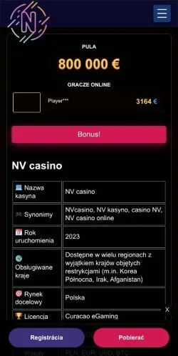 Vista previa del sitio NV Casino Polska, medio de Estados Unidos para artículos patrocinados