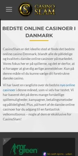 Podgląd witryny Casinoslam Danmark, medium z kraju Dania do artykułów sponsorowanych