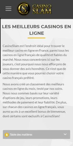 Anteprima del sito Casinoslam, media di Francia per articoli sponsorizzati
