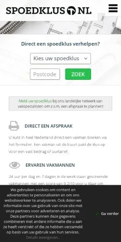 Anteprima del sito Spoedklus, media di Paesi Bassi per articoli sponsorizzati