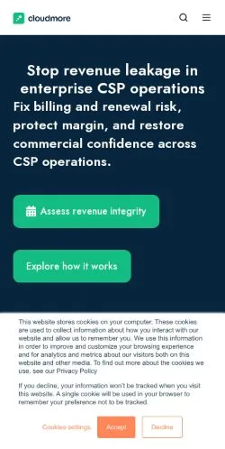 스폰서 기사용 미국 매체 Cloudmore MSP 사이트 미리보기