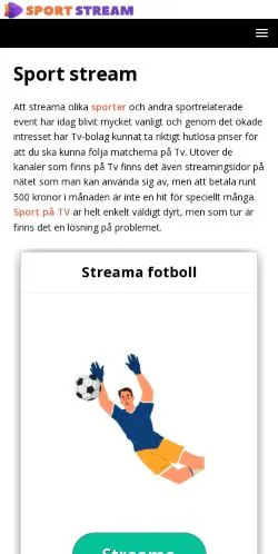 Podgląd witryny Sportstream, medium z kraju Szwecja do artykułów sponsorowanych