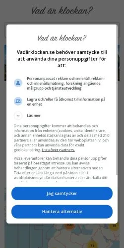 스폰서 기사용 스웨덴 매체 Vadärklockan 사이트 미리보기