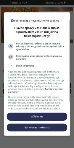 Pré-visualização do site HLAVNÉ SPRÁVY, meio de Eslováquia para artigos patrocinados