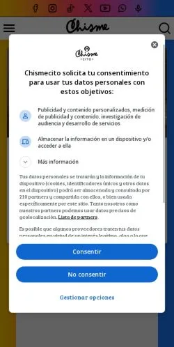 Anteprima del sito Chismecito, media di Messico per articoli sponsorizzati