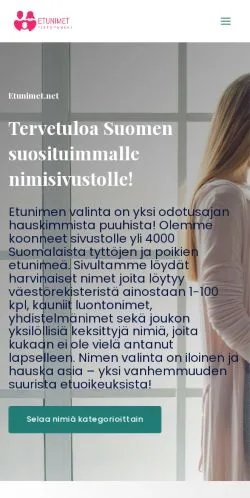 Anteprima del sito Etunimet, media di Finlandia per articoli sponsorizzati