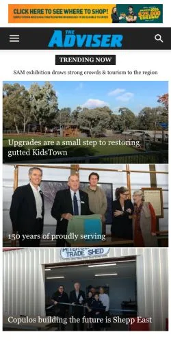 Anteprima del sito The Shepparton Adviser, media di Australia per articoli sponsorizzati