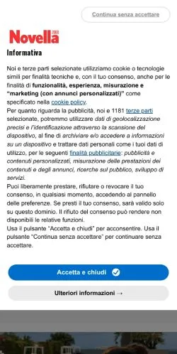 Anteprima del sito Novella 2000, media di Italia per articoli sponsorizzati