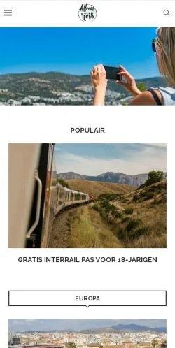 Anteprima del sito Alleen Op Reis, media di Paesi Bassi per articoli sponsorizzati