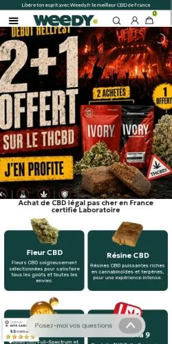 Förhandsvisning av webbplatsen Weedy, medium i Frankrike för sponsrade artiklar