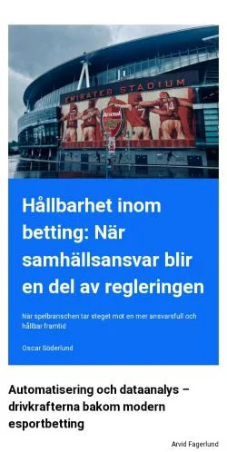 Podgląd witryny pointbetting.se, medium z kraju Szwecja do artykułów sponsorowanych