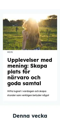 Anteprima del sito upplevelselivet.se, media di Svezia per articoli sponsorizzati