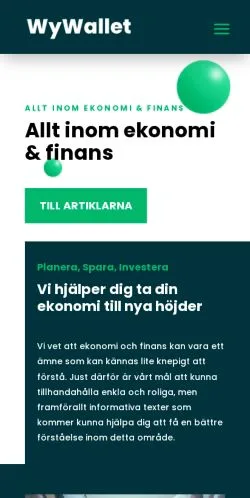 Podgląd witryny WyWallet, medium z kraju Szwecja do artykułów sponsorowanych