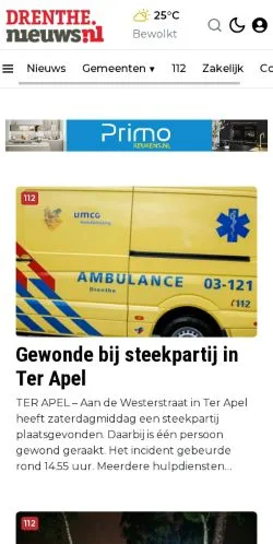 Anteprima del sito Nieuws Uit Drenthe, media di Paesi Bassi per articoli sponsorizzati