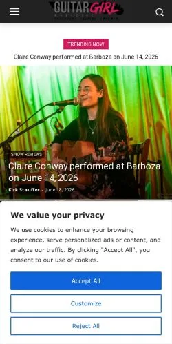 Anteprima del sito Guitar Girl Magazine, media di Stati Uniti per articoli sponsorizzati