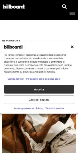 Voorbeeld van de site Billboard Italia, medium uit Italië voor gesponsorde artikelen