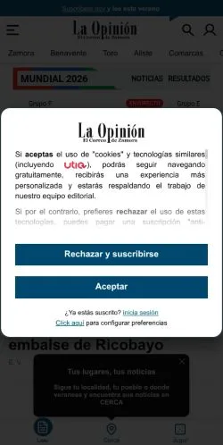 Anteprima del sito La Opinión de Zamora, media di Spagna per articoli sponsorizzati