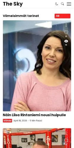 Anteprima del sito The Sky, media di Finlandia per articoli sponsorizzati