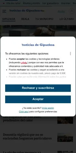 Podgląd witryny Noticias de Gipuzkoa, medium z kraju Hiszpania do artykułów sponsorowanych