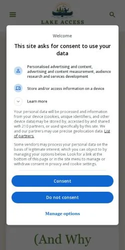 Preview of the Lake Access website, a media outlet in United States for sponsored articles