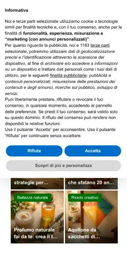 Förhandsvisning av webbplatsen Tuttogreen.it, medium i Italien för sponsrade artiklar