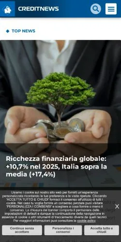 Anteprima del sito CreditNews, media di Italia per articoli sponsorizzati