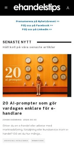 Anteprima del sito E-handelstips, media di Svezia per articoli sponsorizzati