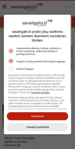 Anteprima del sito Savaitgalis, media di Lituania per articoli sponsorizzati