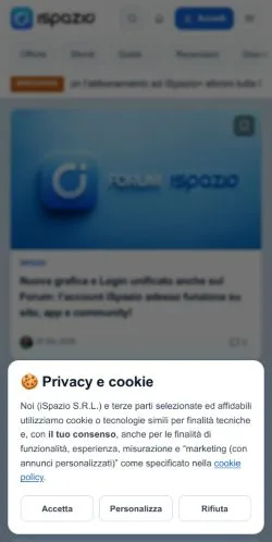 Förhandsvisning av webbplatsen iSpazio, medium i Italien för sponsrade artiklar
