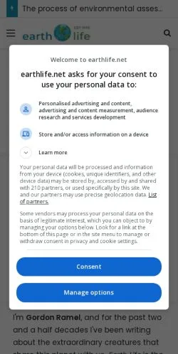 Anteprima del sito Earth Life, media di Stati Uniti per articoli sponsorizzati