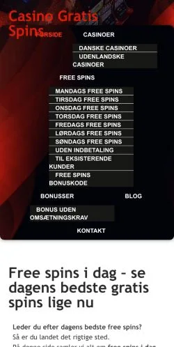 Anteprima del sito Free Spins I Dag, media di Danimarca per articoli sponsorizzati