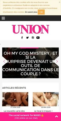 Voorbeeld van de site Union, medium uit Frankrijk voor gesponsorde artikelen