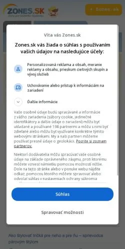 Anteprima del sito Zones, media di Slovacchia per articoli sponsorizzati