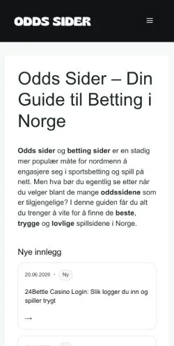 Sponsorlu makaleler için Norveç medyası Odds Sider sitesinin önizlemesi