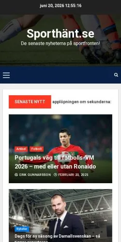 스폰서 기사용 스웨덴 매체 sporthänt 사이트 미리보기