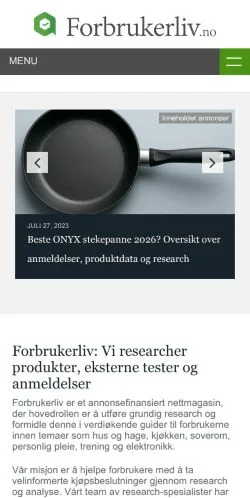 Anteprima del sito Forbrukerliv, media di Norvegia per articoli sponsorizzati