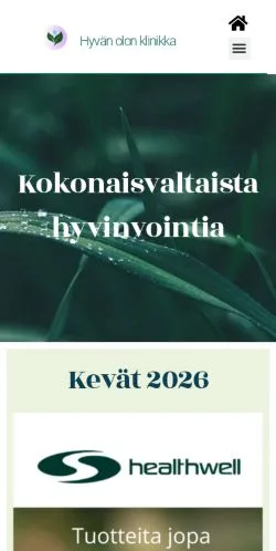 Podgląd witryny Hyvän olon klinikka, medium z kraju Finlandia do artykułów sponsorowanych