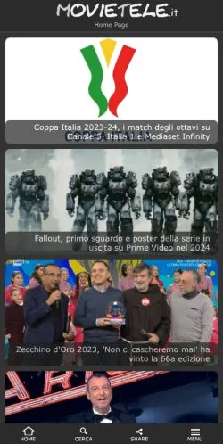 Anteprima del sito MovieTele, media di Italia per articoli sponsorizzati
