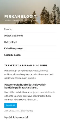 스폰서 기사용 핀란드 매체 Pirkan Blogit 사이트 미리보기