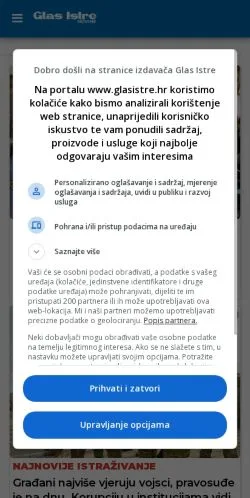 Anteprima del sito Glas Istre, media di Croazia per articoli sponsorizzati
