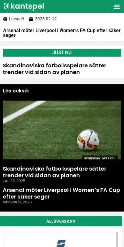 Anteprima del sito kantspel, media di Svezia per articoli sponsorizzati