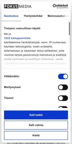 Anteprima del sito Koti & Keittiö, media di Finlandia per articoli sponsorizzati