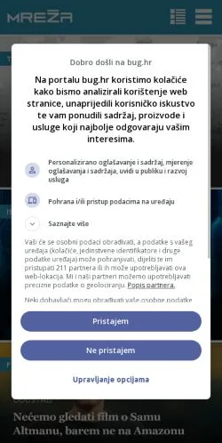 Podgląd witryny Mreža, medium z kraju Chorwacja do artykułów sponsorowanych