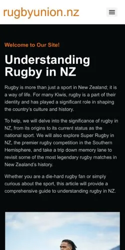 Podgląd witryny Rugby In NZ, medium z kraju Stany Zjednoczone do artykułów sponsorowanych