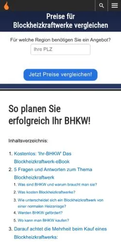 Anteprima del sito Ihr BHKW, media di Germania per articoli sponsorizzati