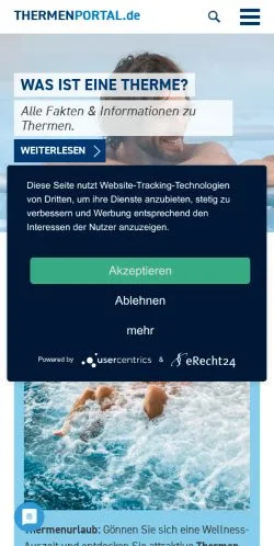 Anteprima del sito Thermenportal, media di Germania per articoli sponsorizzati
